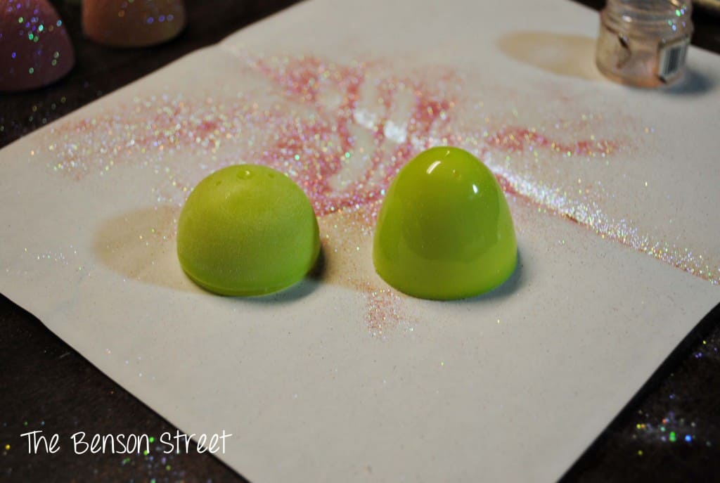 Showing the difference between a sanded and unsanded easter egg