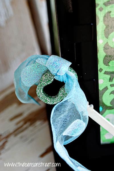 Upcycled Lantern with Glittery Key at www.thebensonstreet.com
