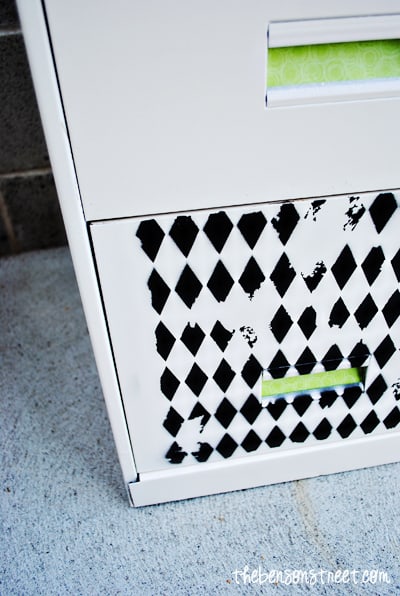 Beautiful Stenciled Upcycled File Cabinet at thebensonstreet.com