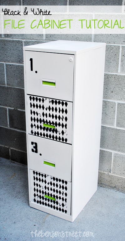 Black and White File Cabinet Tutorial at thebensonstreet.com