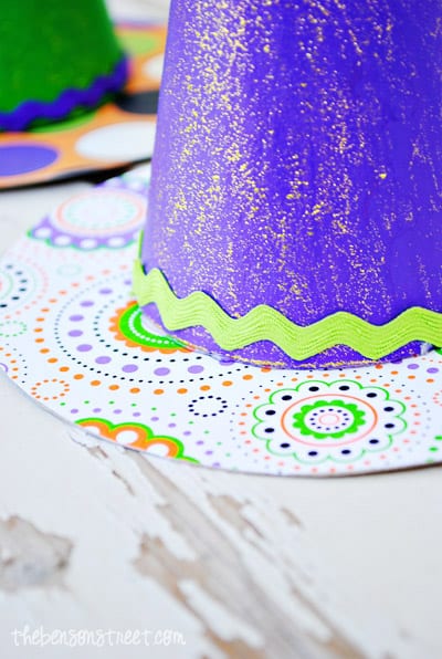 Colorful Painted Witch Hats up close shot