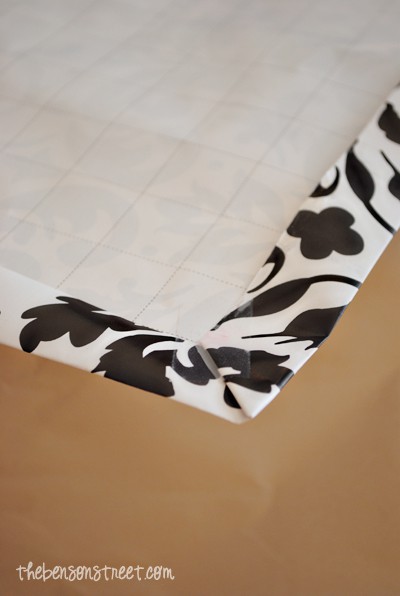 Lining file cabinet drawers with wrapping paper at thebensonstreet.com