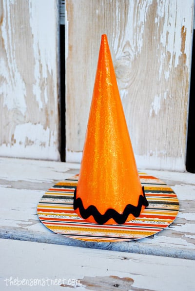 Orange Witch Hat paper craft decor