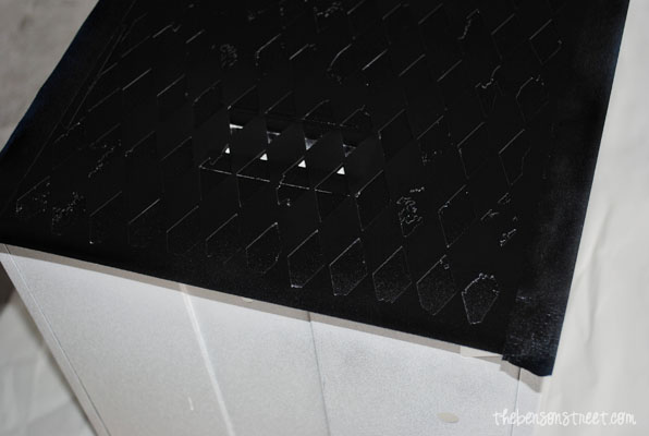 Redoing a file cabinet with stencils at thebensonstreet.com