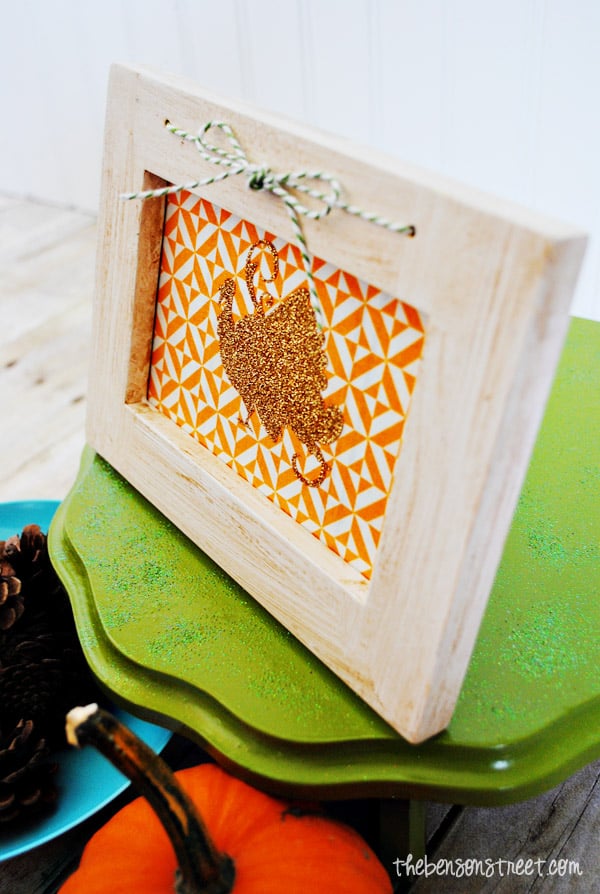 Adorable Gold Glitter Framed Turkey at thebensonstreet.com