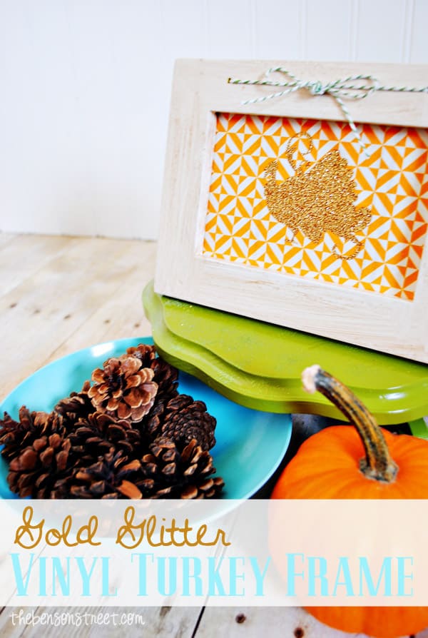 Gold Glitter Turkey Frame Tutorial at thebensonstreet.com