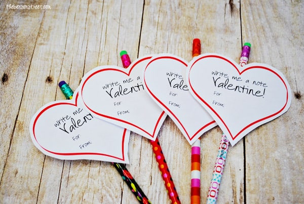 PENCIL VALENTINES Heart Valentine Cards Valentines for School