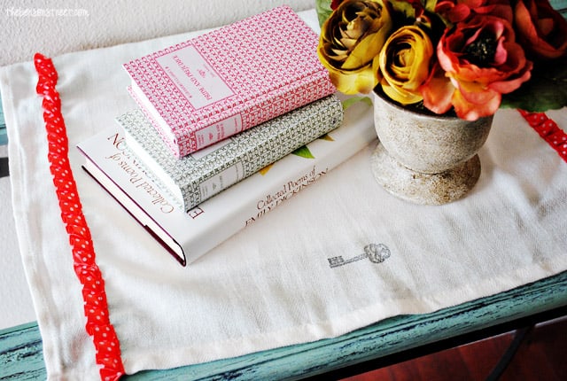 Ribbon lined tea towels at thebensonstreet.com