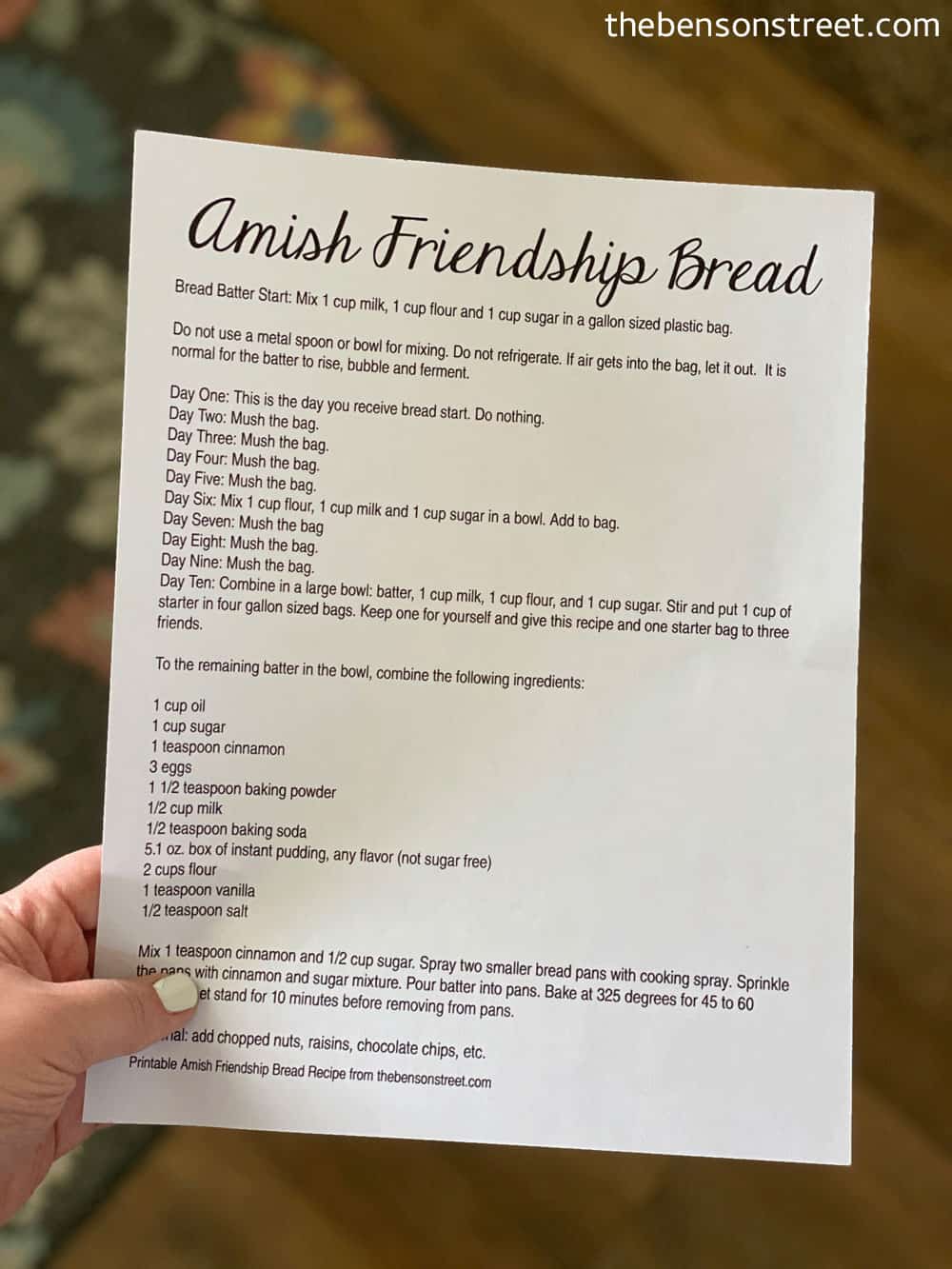 Amish Friendship Bread Printable Recipe - Customize And Print