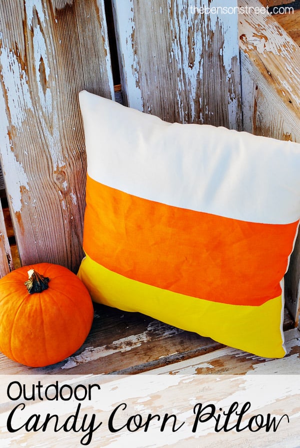 Outdoor Candy Corn Pillow by thebensonstreet.com