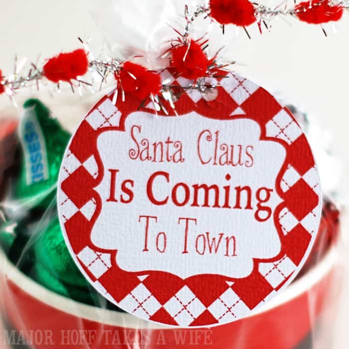 Santa Claus Is Coming to town Free Printable gift tags found at Major Hoff Takes A Wife