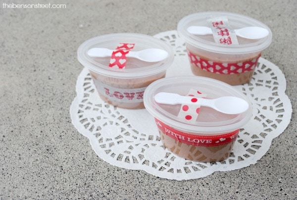 Cute individual valentine fudge cups at thebensonstreet.com
