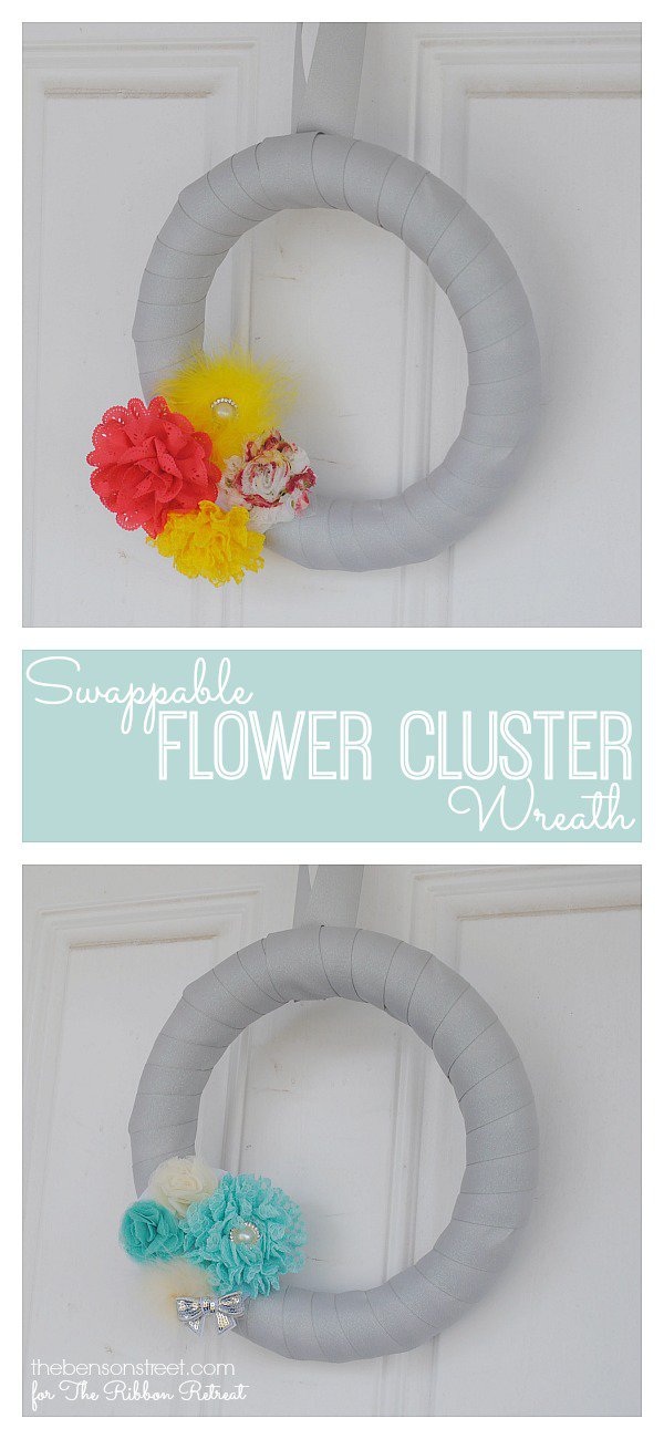 DIY Swappable Flower Cluster Wreath at thebensonstreet.com