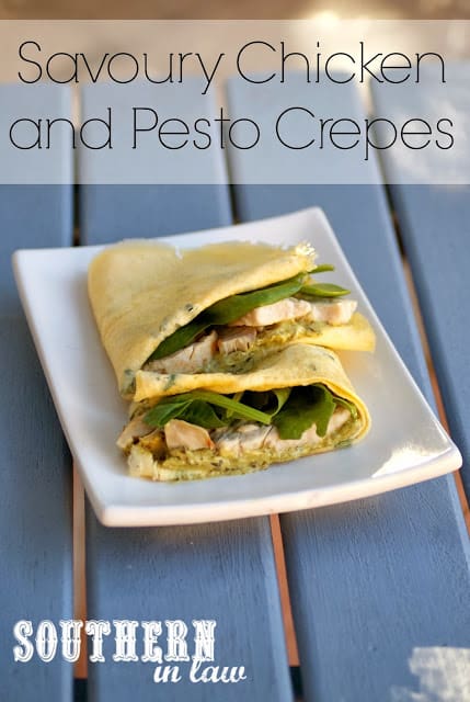 Savoury Chicken and Pesto Crepes