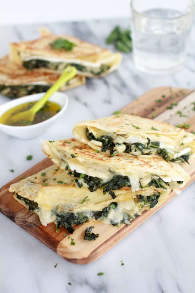 Spinach-Artichoke-and-Brie-Crepes-with-Sweet-Honey-Sauce-1