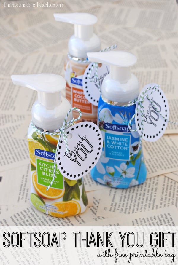 Softsoap thank you gift idea with free printable tag at thebensonstreet.com