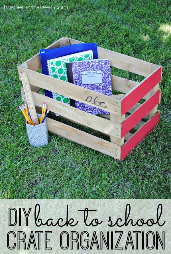 DIY Back to School Vintage Crate Organization