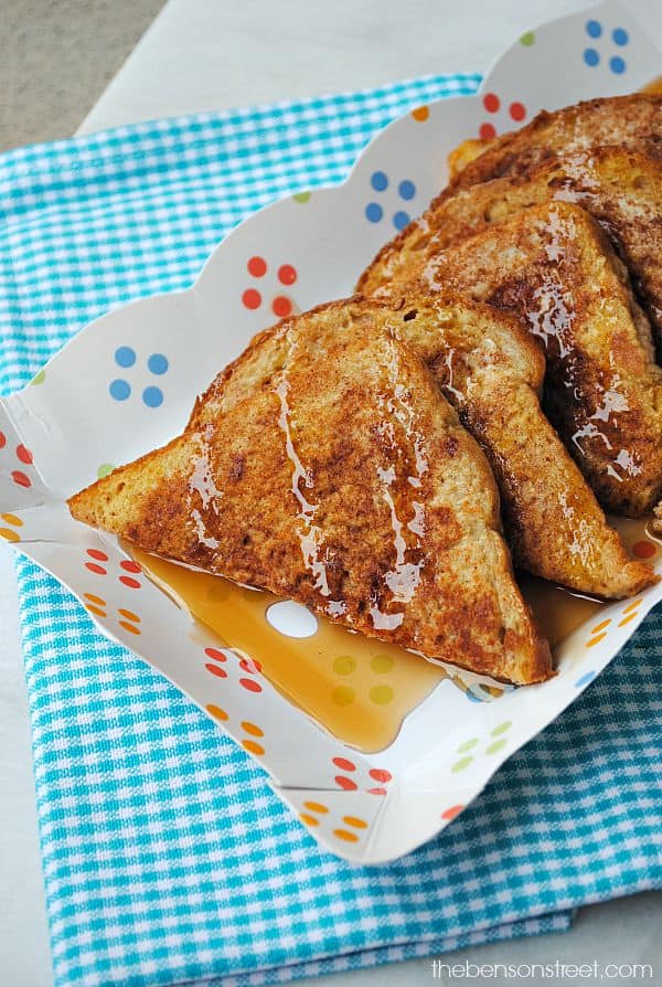 This is a great idea! Snickerdoodle French Toast at thebensonstreet.com