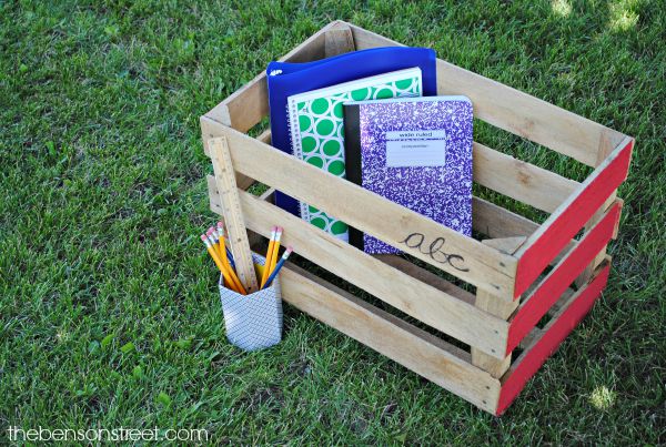Back to School Crate Organization