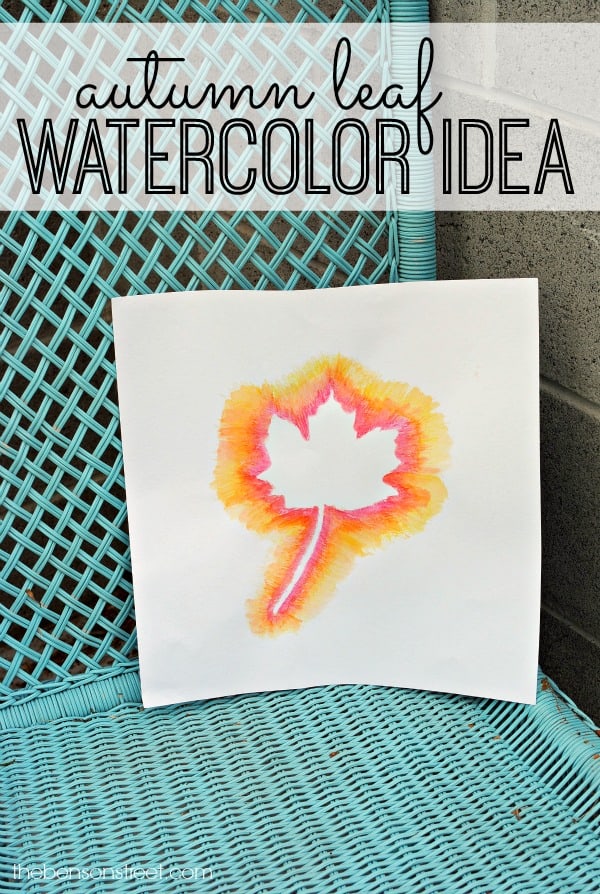 easy autumn leaf watercolor idea at thebensonstreet.com