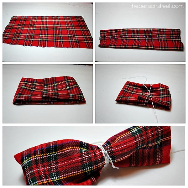 Cute Plaid Bow Ornament Tutorial at thebensonstreet.com