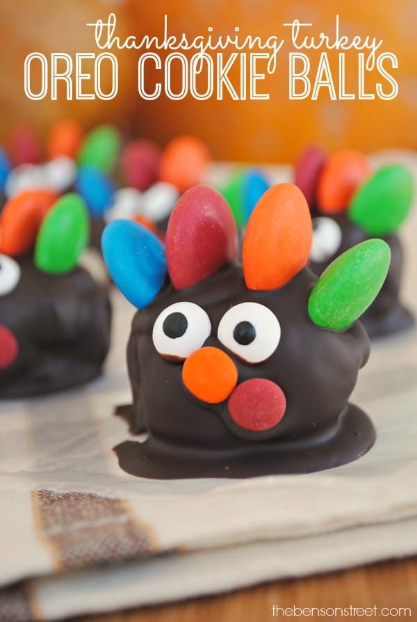 Easy to make Thanksgiving Turkey OREO Cookie Balls at thebensonstreet.com