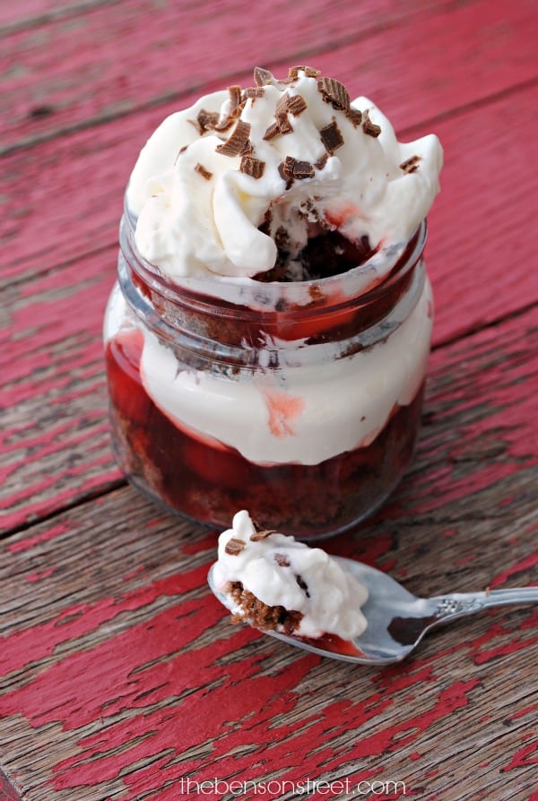 Mini Individual desserts, black forest jar cake at thebensonstreet.com