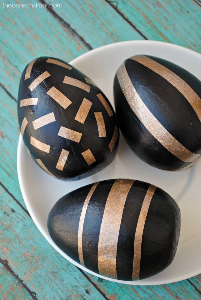 Gold Glitter and Black Easter Eggs by thebensonstreet.com