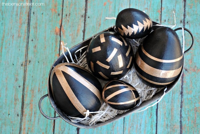 Gorgeous Black and Gold Easter Egg Decor by thebensonstreet.com