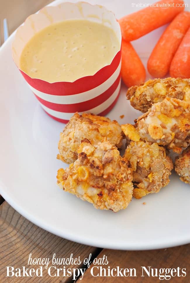 Honey Bunches of Oats Baked Crispy Chicken Nuggets Recipe at thebensonstreet.com