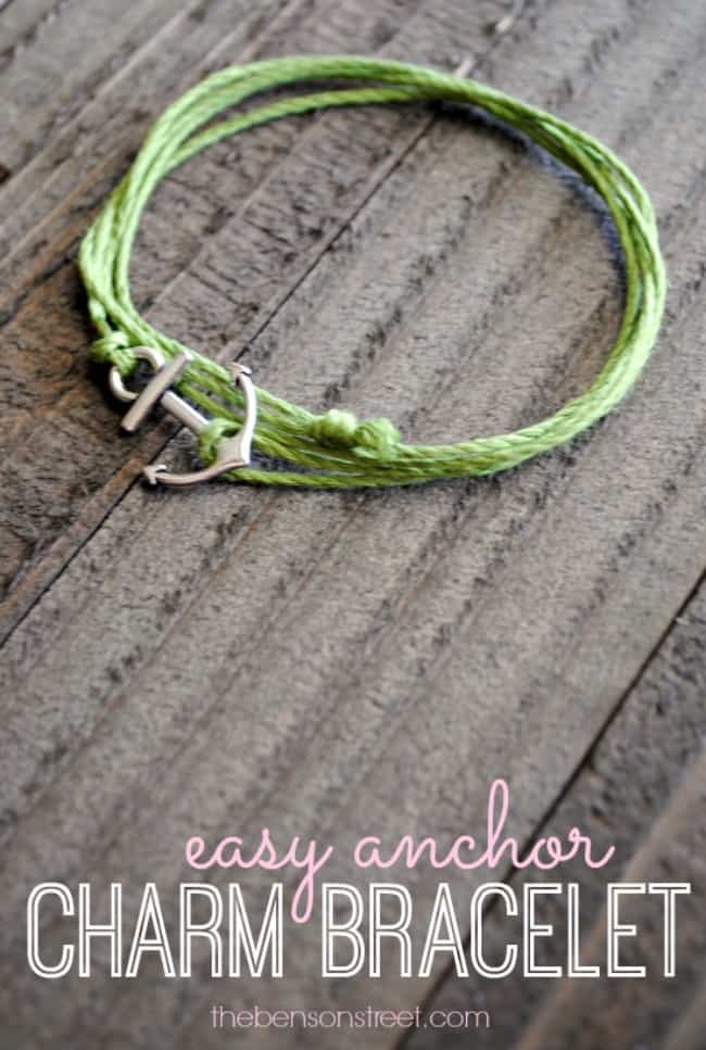 Simple to make adorable easy anchor charm bracelet at thebensonstreet.com