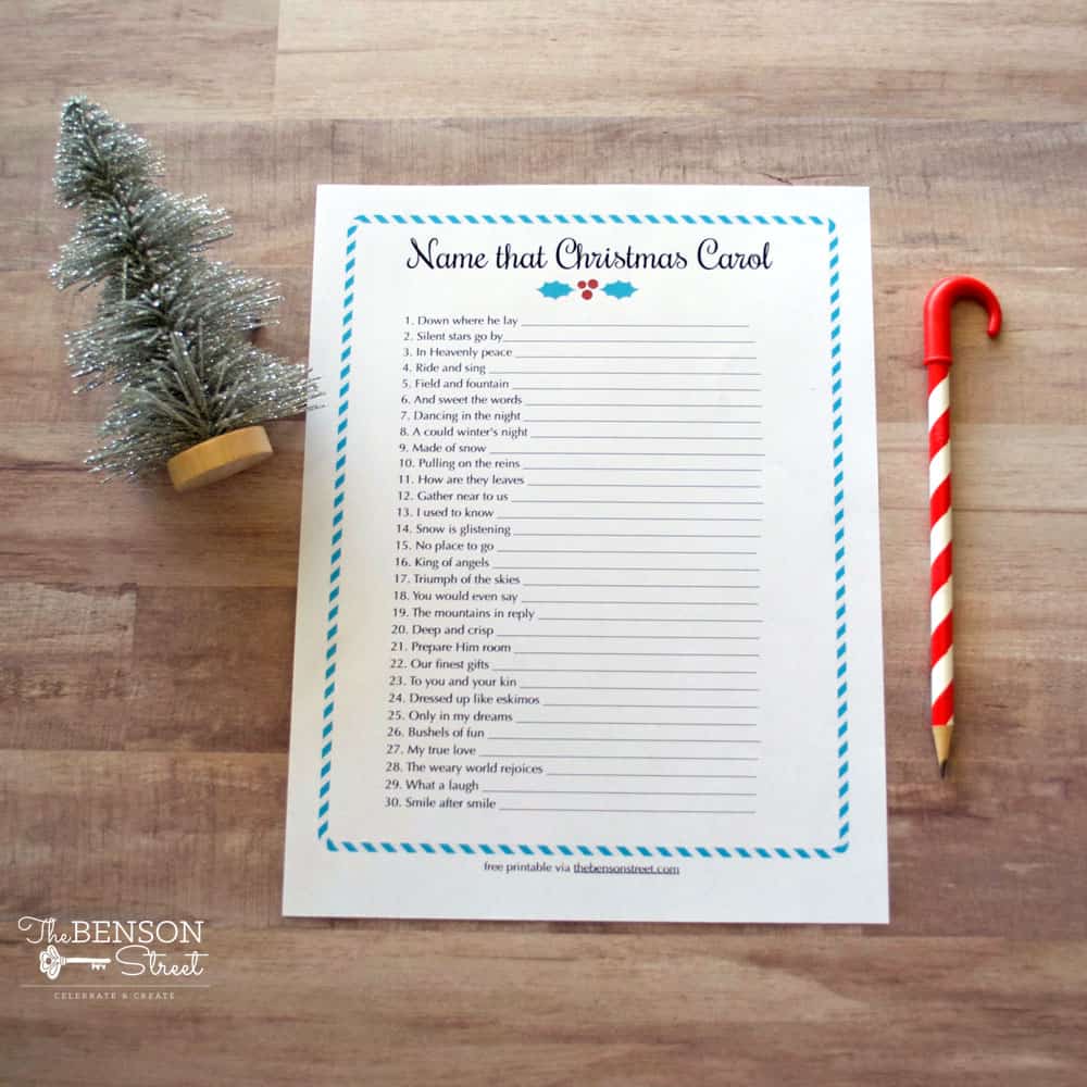 printed sheet of list of christmas carols