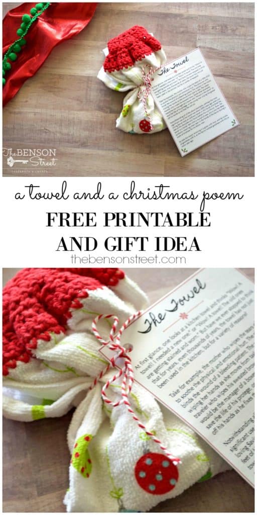 An easy neighbor gift idea with a towel and Christmas poem gift idea