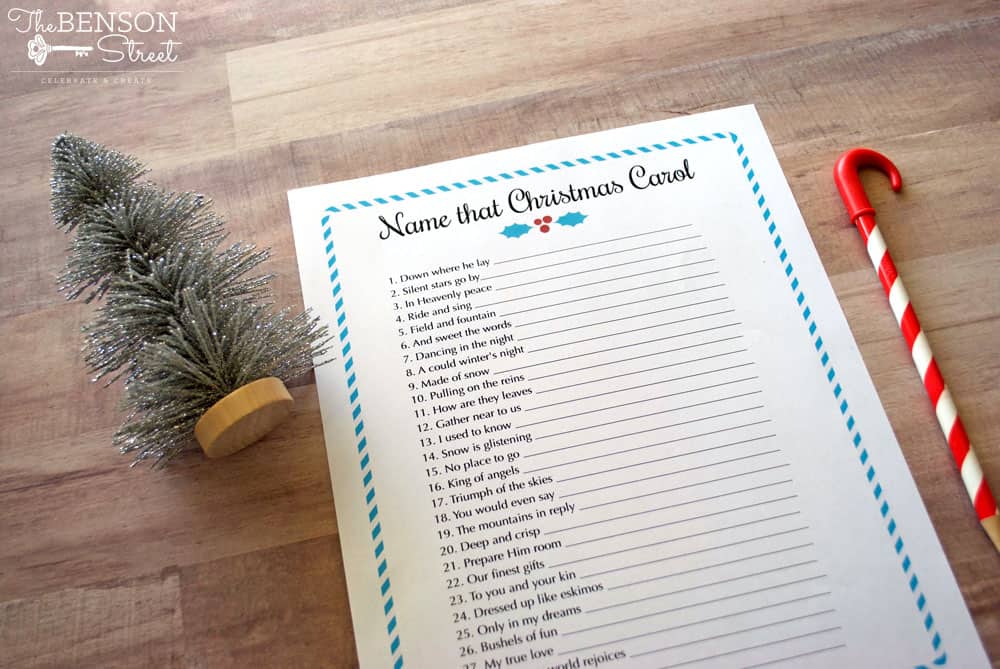 printed sheet of list of christmas carols