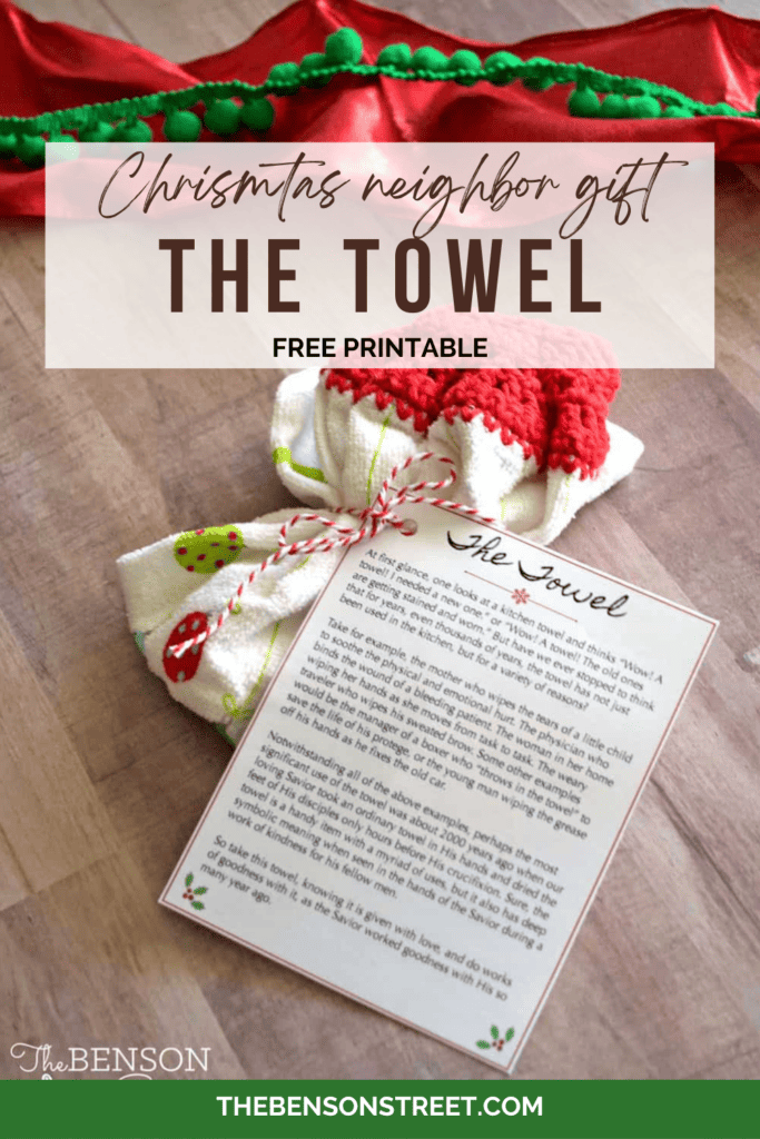 Christmas neighbor gift idea, the towel free printable