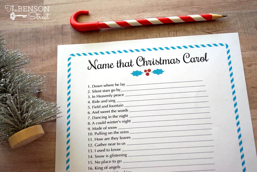 printed sheet of list of christmas carols