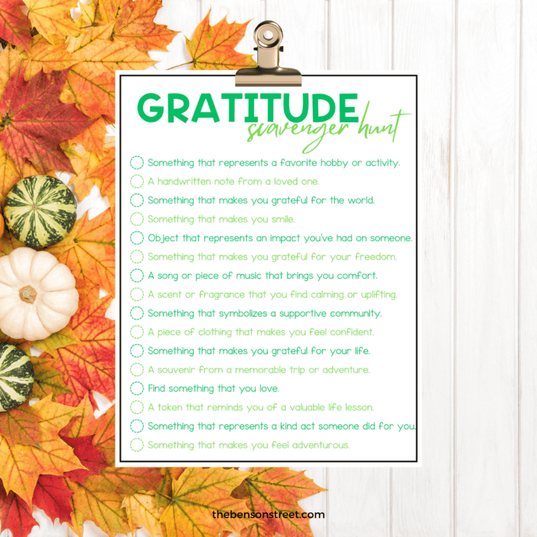 Gratitude Scavenger Hunt Printable: Thanksgiving Activity