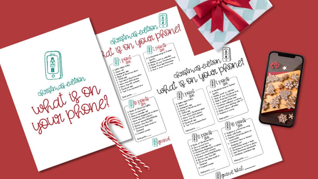 sheets of paper with holiday game printed on them