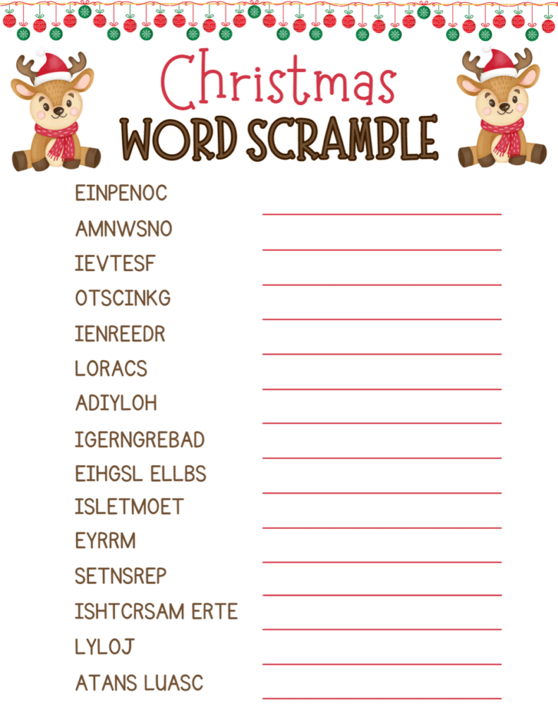 Christmas Word Scramble Printable: Free Holiday Kids Puzzles - The ...