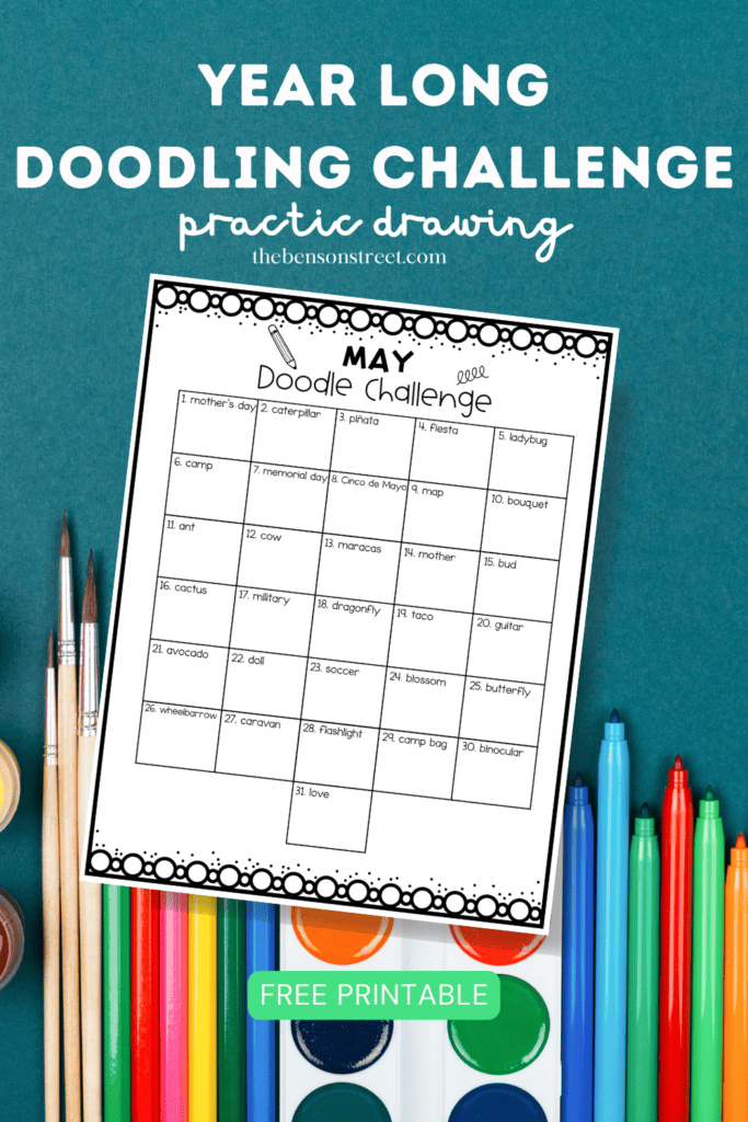 Enjoy learning to draw and practicing your doodling wit this year long doodling challenge with daily prompts