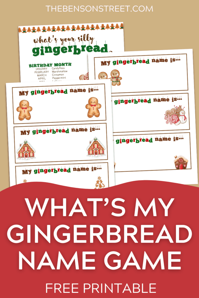 What's my gingerbread name game for Christmas a free printable