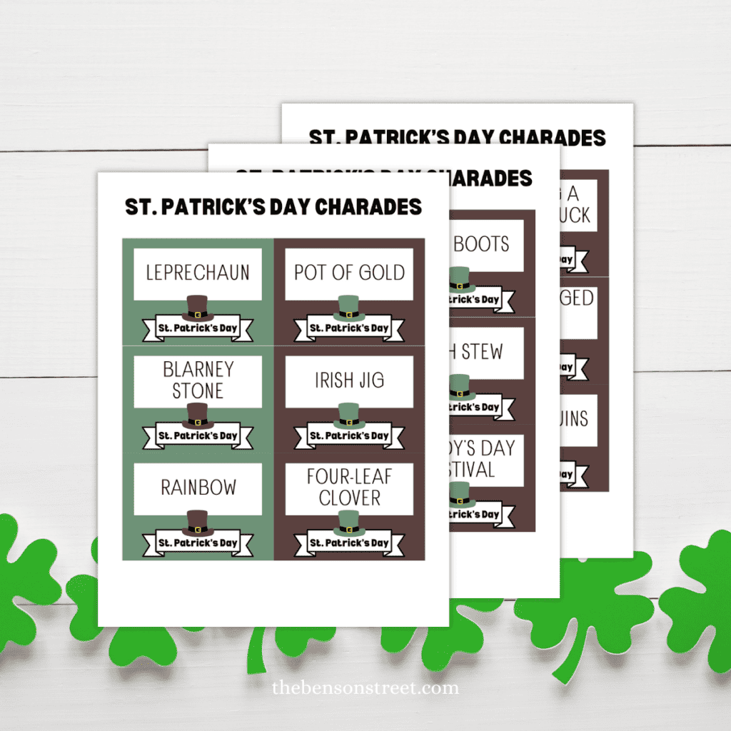 Cute St. Patrick's Day Charades Printable Clue Cards