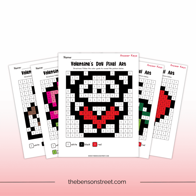 Valentines Color by Number Free Printables: 8 Pages