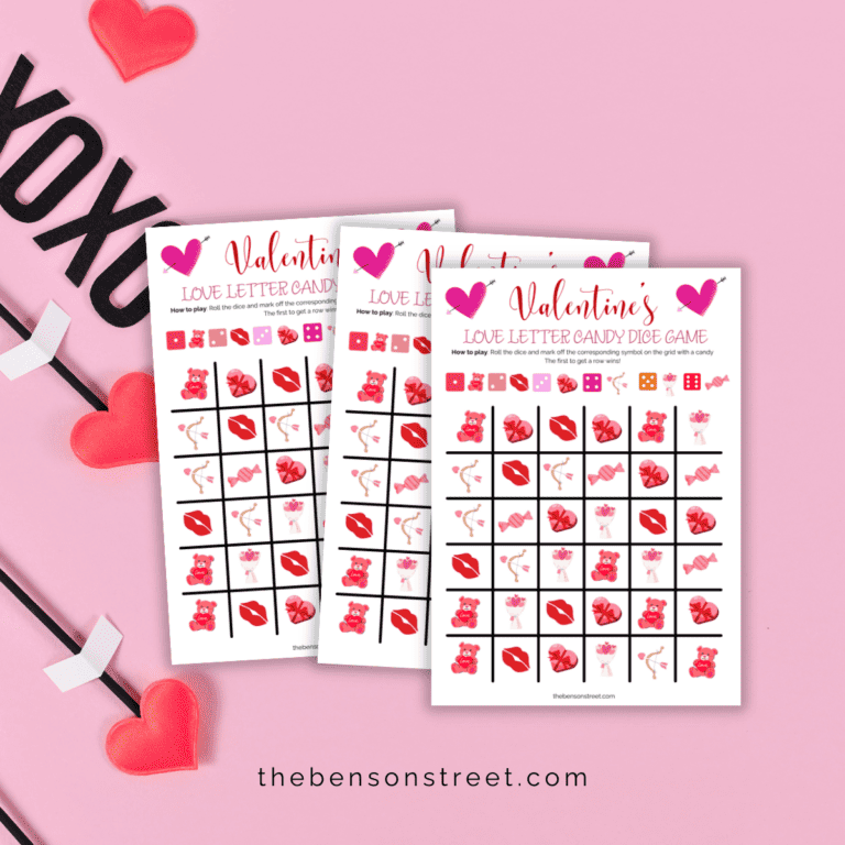 Valentines Roll and Cover Printable Dice Game for Kids