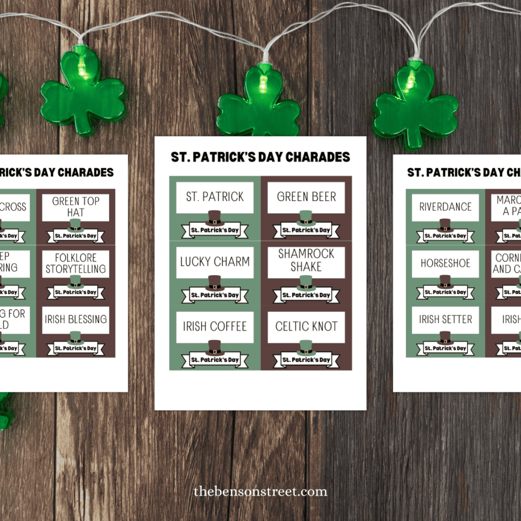 FREEBIE St. Patrick's Day Charades Printable Clue Cards