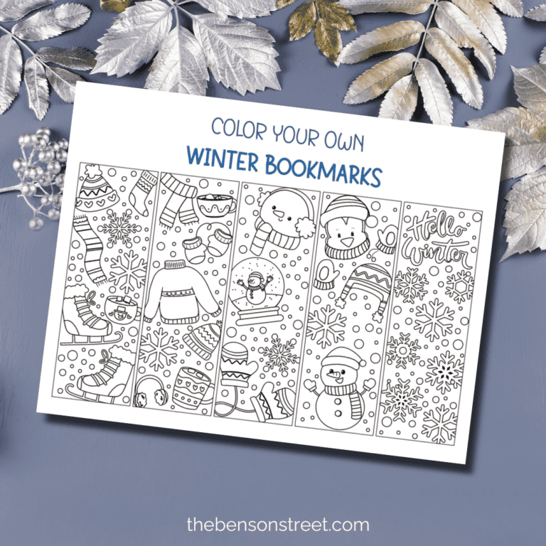 FREE Printable Winter Bookmarks to Color for Kids