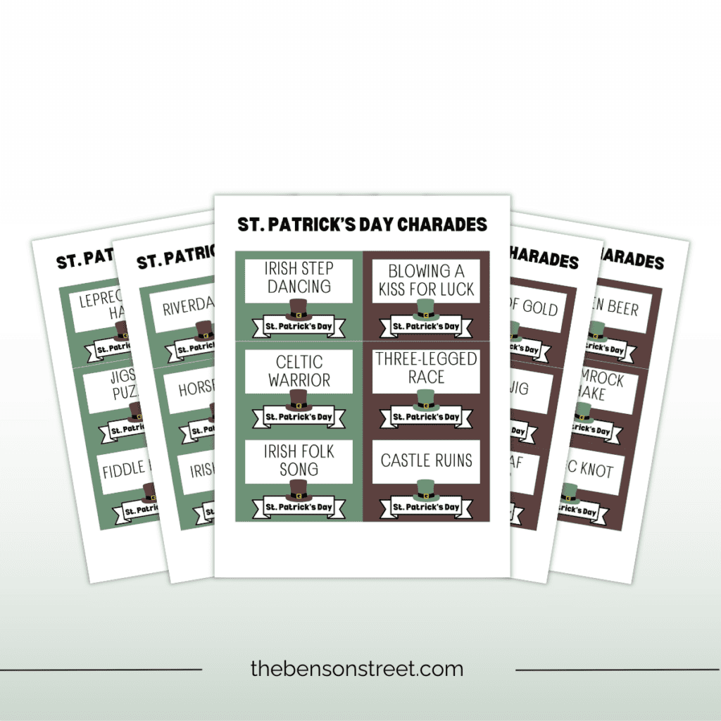 Fun game for march. St. Patrick's Day Charades Printable Clue Cards