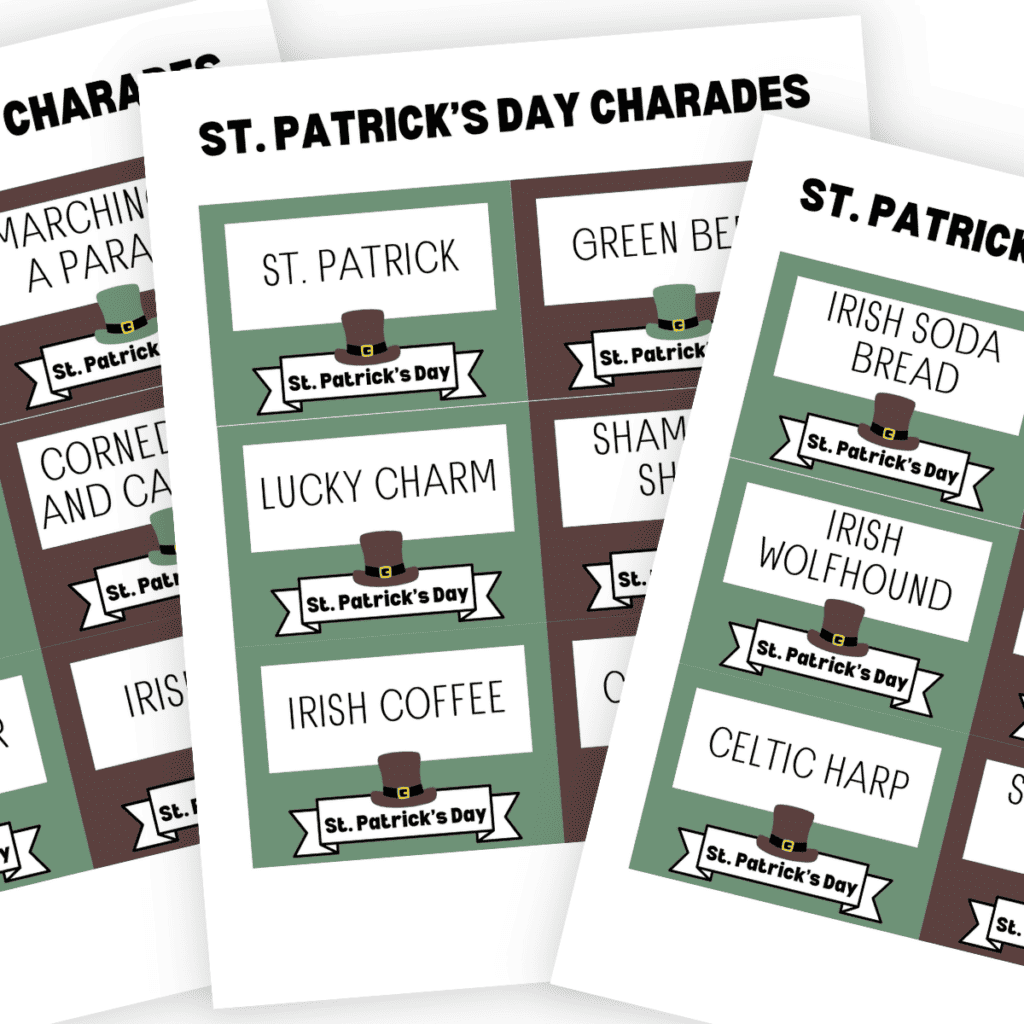 St. Patrick's Day Charades Printable Clue Cards