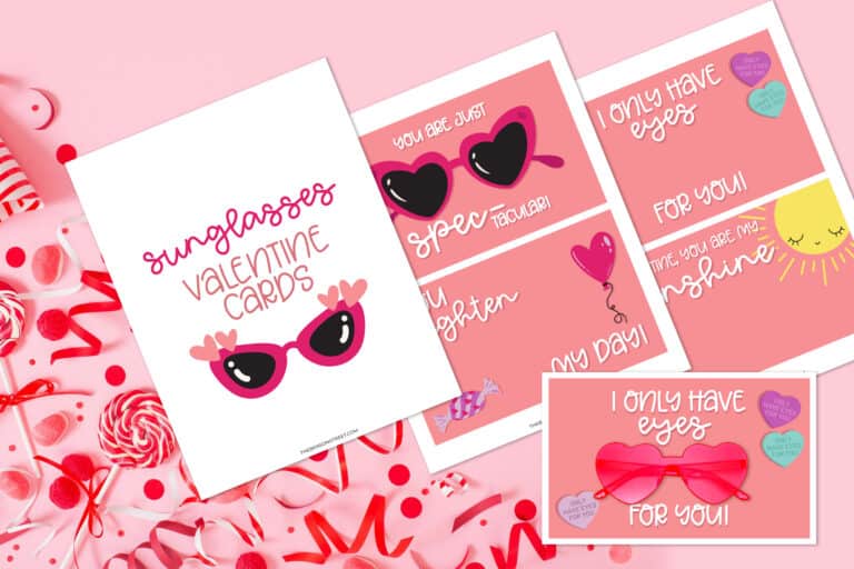 Free Printable Sunglasses Valentines Cards: 4 Card Styles