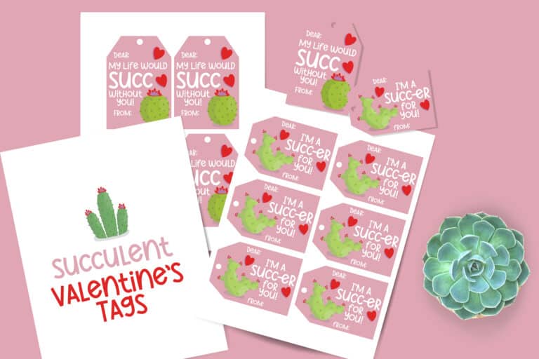 Free Succulent Valentine Printable Gift Tags and Cards